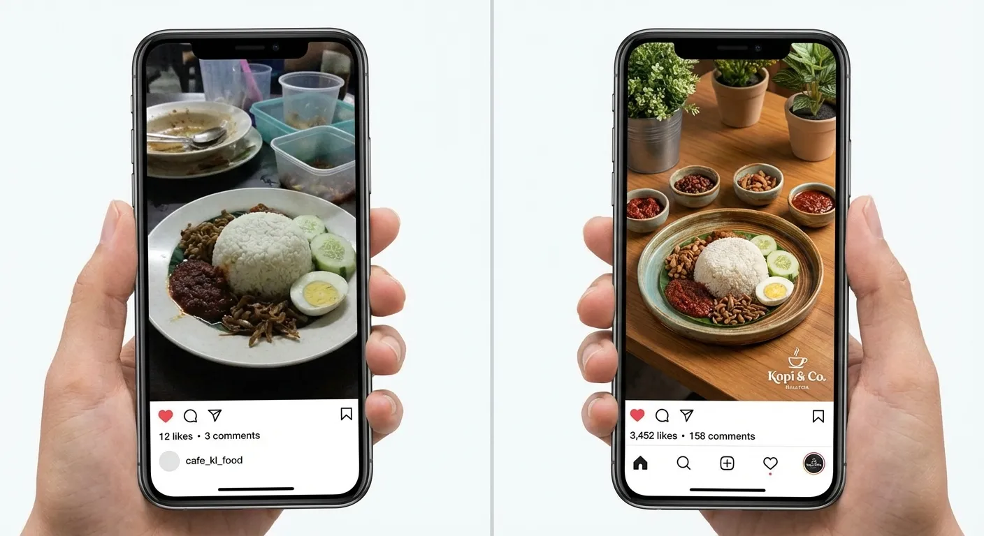 Malaysian restaurant branding before and after transformation by Aliq Studio