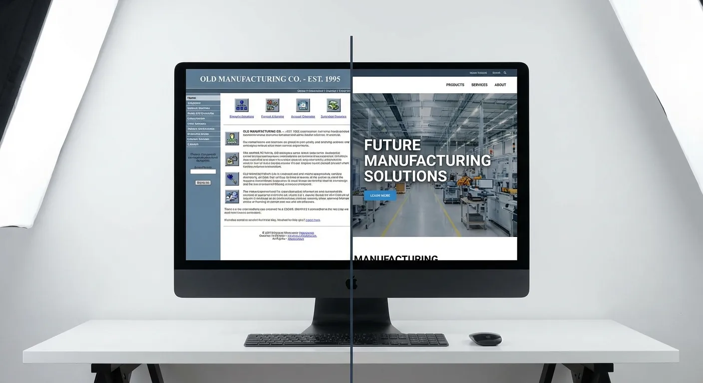 Before and after comparison of a Malaysian factory website redesign